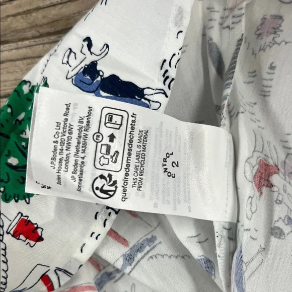 Boden White Long-Sleeve Shirt Dress with Green Tree Print - Picture 9 of 11